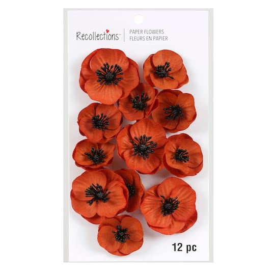 12 Packs: 12 ct. (144 total) Red Poppy Paper Flowers by Recollections™